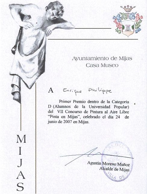 Auszeichnung (1. Preis) des Malwettbewerb in Mijas am 24 Juli 2007